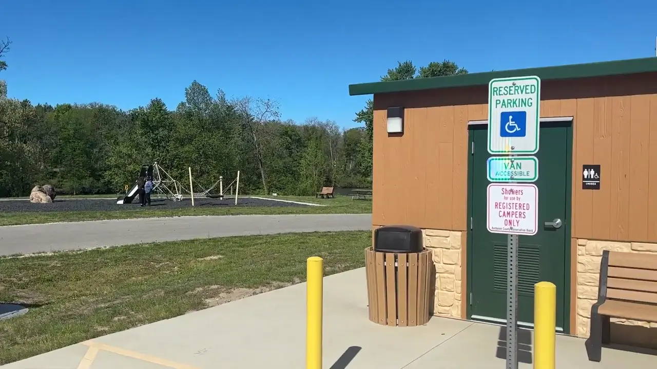 Restroom and shower building at the Fontana County Park campground