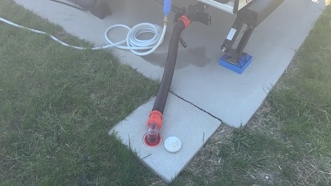 Water, sewer, and electric hookups at a full hookup site in the Lakeside Campground at Fontana County Park