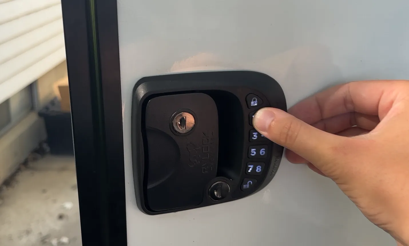 The RVLOCK installed on the door
